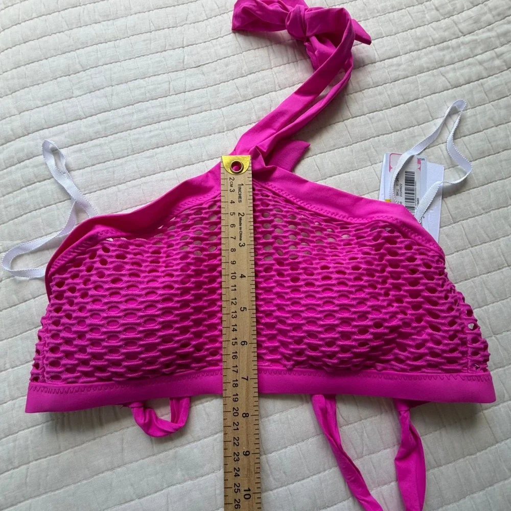BECCA by Rebecca Virtue Fuchsia Pink Mesh Halter Bikini Set‎ Medium NWT